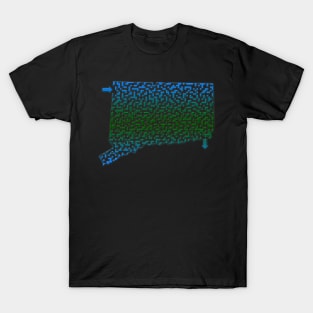 Connecticut State Outline Maze & Labyrinth T-Shirt